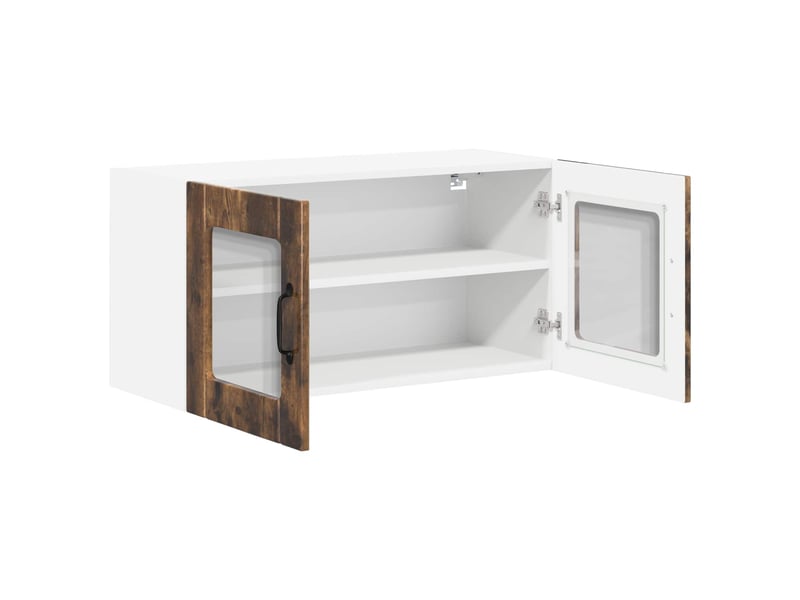  Meuble mural de cuisine, cabinet en verre mural chêne fumé 80x31x40cm shl7367  - Conforama E