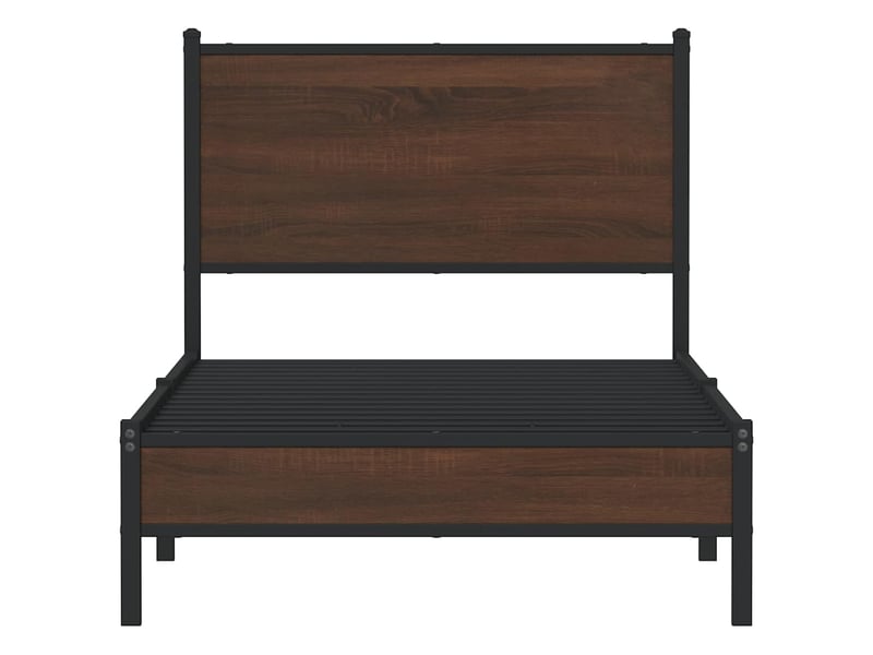  Lit simple- lit adulte -  cadre de lit en métal sans matelas chêne marron 80x200 cm  - Conforama D