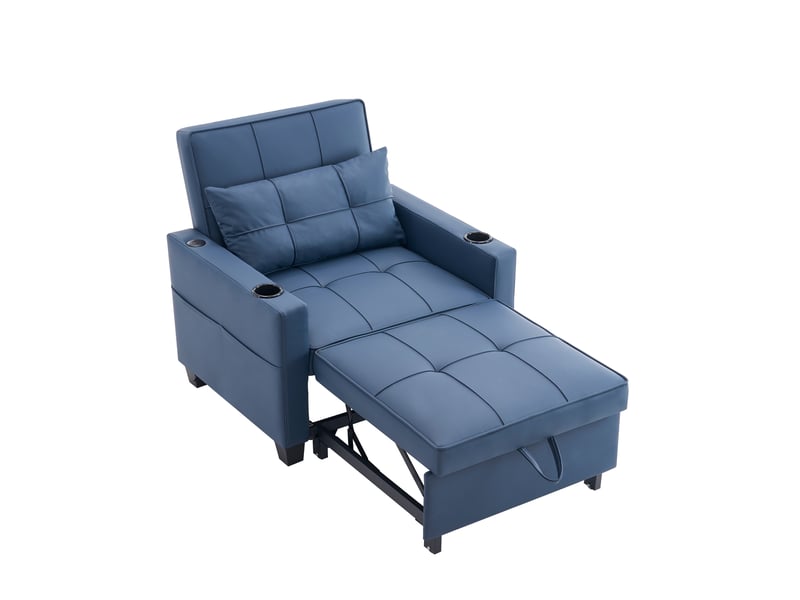  Fauteuil-lit convertible 3-en-1 extensible, porte-gobelets et port usb, gain de place  - Conforama D