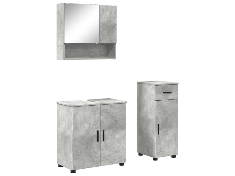Ensemble de mobilier de salle de bain 3 pc gris béton cf64379 - Conforama A