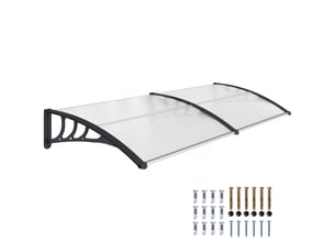 Auvent adossé porte d'entrée, 75x195x23 cm, polycarbonate 5 mm, protection solaire et pluie, extérieur, aluminium transparent.