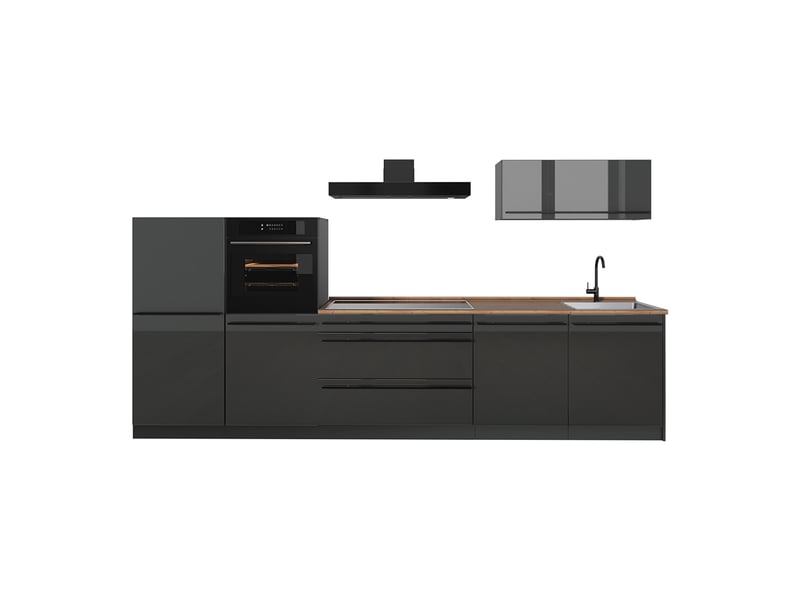  Vicco cuisine, anthracite haute brillanceanthracite, 340cm plan de travail chêne doré  - Conforama A