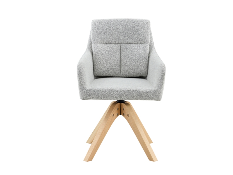 Lot de 2 chaises de salle à manger pivotantes - dossier haut - velours gris clair - pieds bois massif - rotation 360° - Conforama A