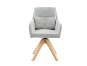 Lot de 2 chaises de salle à manger pivotantes - dossier haut - velours gris clair - pieds bois massif - rotation 360°