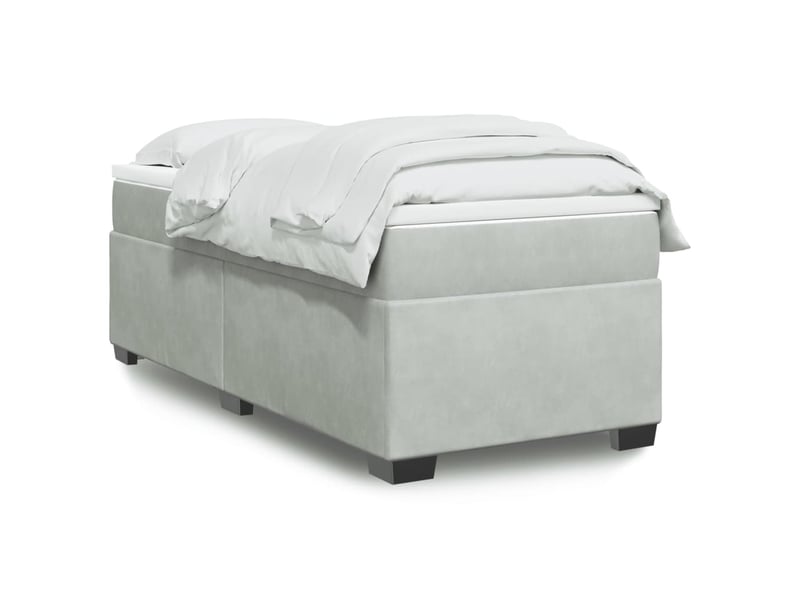  Lit simple, sommier à lattes de lit et matelas gris clair 100x200cm velours shl98042  - Conforama B
