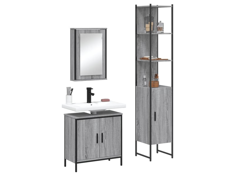  Ensemble de meubles de salle de bain 3 pcs sonoma gris cf63823  - Conforama B