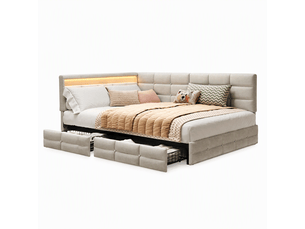 Lit banquette 140x190 cm FOERPL coloris beige