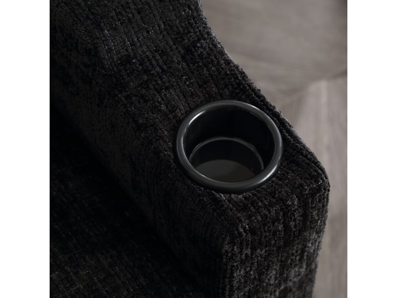  Canapé 4 places avec pouf en chenille douce 196,5 cm - rangement, porte-gobelets, poches latérales  - Conforama E