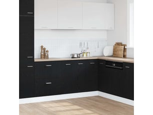Meuble de rangement, meuble bas de cuisine chêne noir 60x46x81,5cm bois contreplaqué
