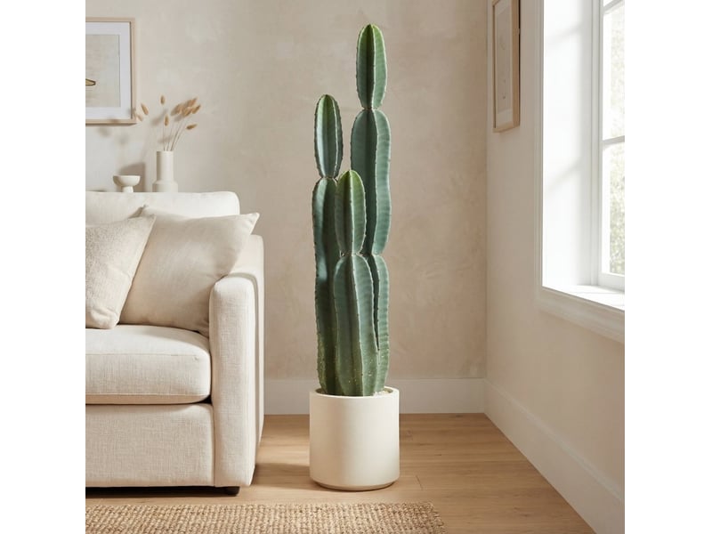  Plante artificielle cactus 111 cm en eva vert avec pot décoratif, idéale pour le salon, le bureau ou l'entrée  - Conforama B