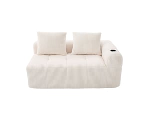 Canapé droit fixe <strong>MERAX</strong> <strong>canapé compressible</strong> 2 places Velours côtelé beige