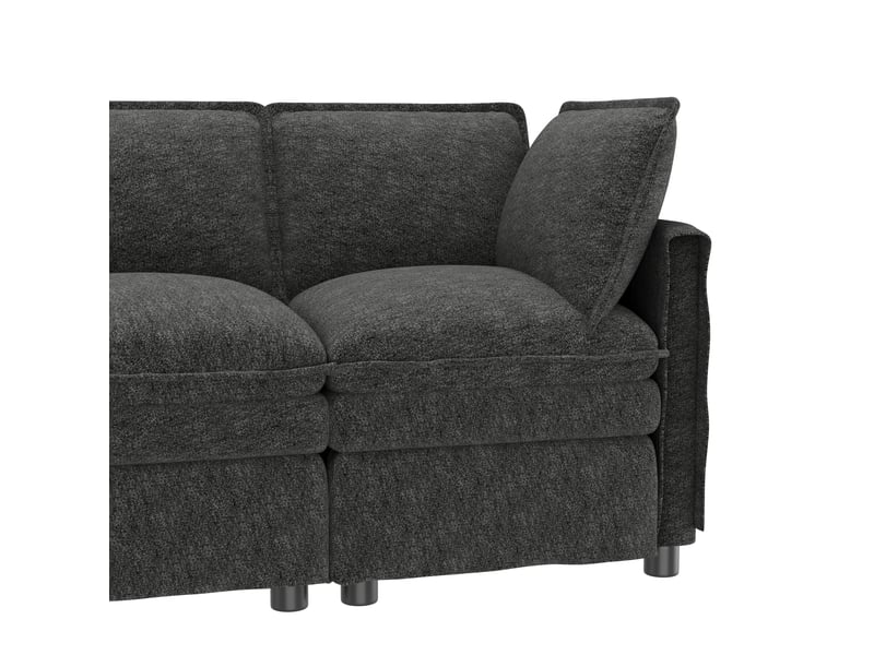 Canapé modulable xxl gris, tissu chenille doux 6 places, convertible en forme u ou l avec pouf amovible pour grand salon & bureau. - Conforama D