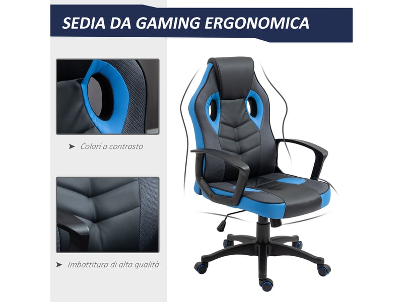  Chaise gaming ergonomique bicolore, fauteuil de bureau pivotant en similicuir  - Conforama W