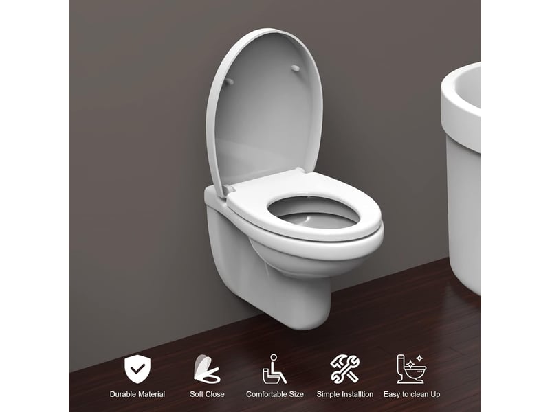  Abattant wc forme o lunette de toilette blanche universelle 47x38cm  - Conforama D