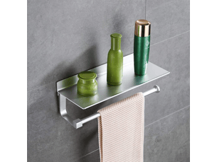 Porte-essuie-tout avec étagère, montage mural, adapté au rangement de la cuisine et de la salle de bain, argent (33 x 8,5 x 8,2 cm)
