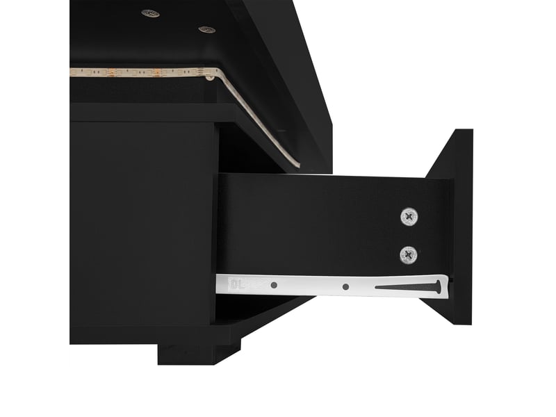  Table basse 100x50x44 cm relevable avec 2 tiroirs et led, noir  - Conforama E