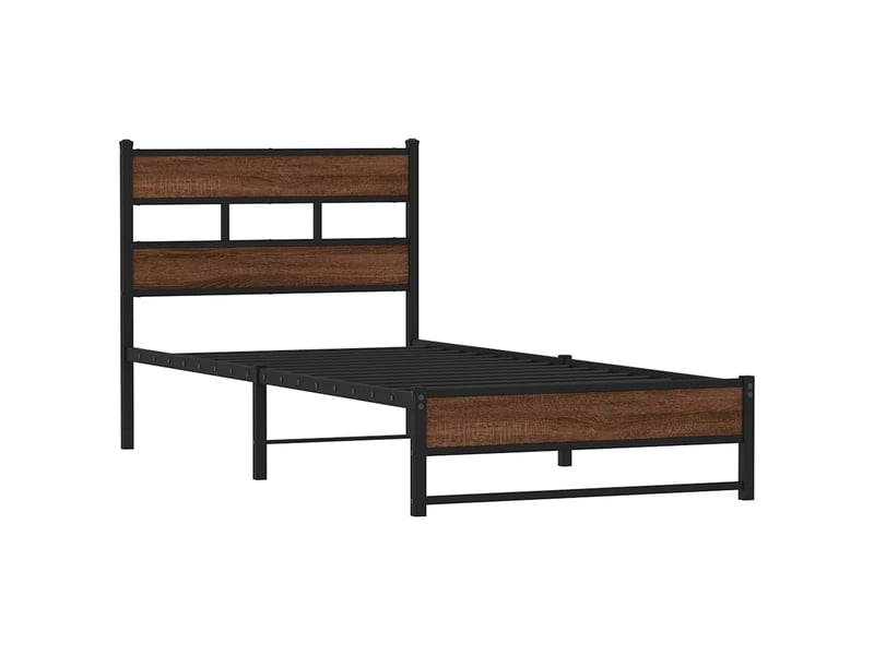  Lit simple- lit adulte -  cadre de lit en métal sans matelas chêne marron 100x200 cm  - Conforama B