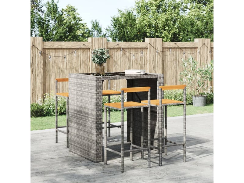  Lot de 4 tabouret de bar, chaise de bar gris résine tressée et bois d'acacia shl65626  - Conforama B