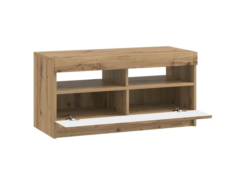 Meuble tv - banc tv - meuble de rangement led chêne artisanal bois d'ingénierie - Conforama E