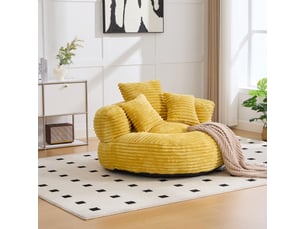 Fauteuil fixe <strong></strong> Velours côtelé jaune