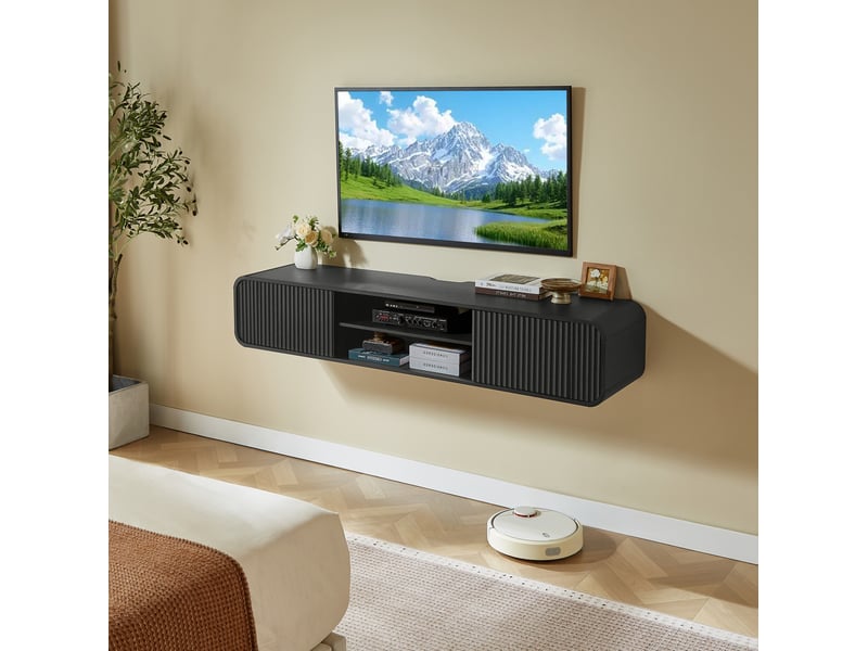  Meuble tv mural 160 cm avec rangement et passe-câbles homvra  - Conforama D