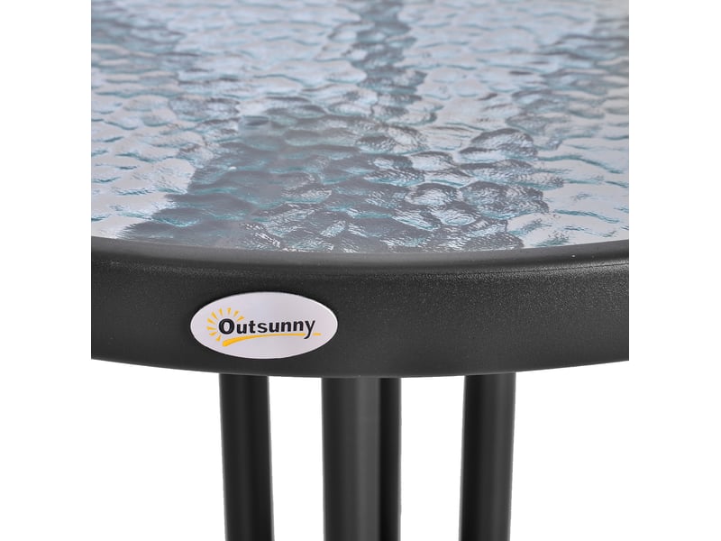 Table de jardin ronde 60x60x70 cm avec verre de sécurité métal noir - Conforama C