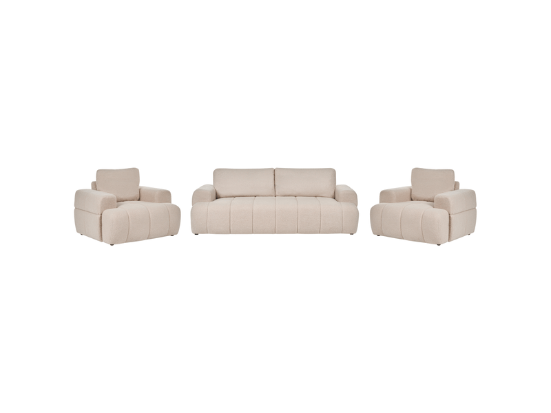  Ensemble de salon 5 places narilla bouclé beige  - Conforama D