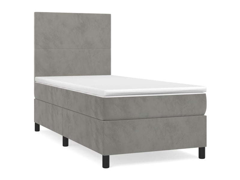  Lit simple, sommier à lattes de lit et matelas gris clair 90x190 cm velours shl99538  - Conforama A