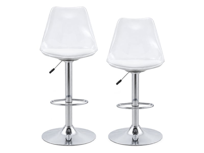  Lot de 2 tabourets de bar réglables,60-80 cm,pivotants transparents,pu,blanc  - Conforama A
