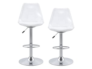 Lot de 2 tabourets de bar réglables,60-80 cm,pivotants transparents,pu,blanc