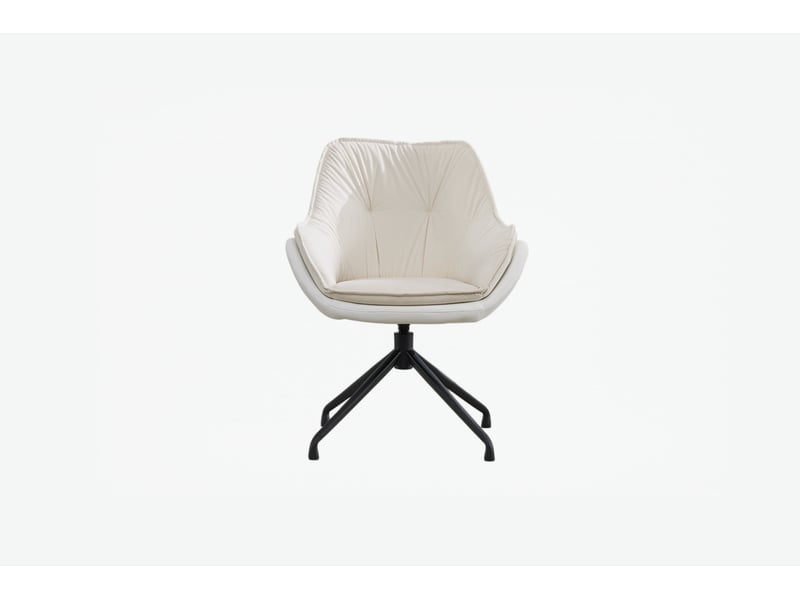 Fauteuil de bureau pivotant à retour automatique, assise ergonomique en similicuir beige, 69 × 65 × 46 cm - Conforama E