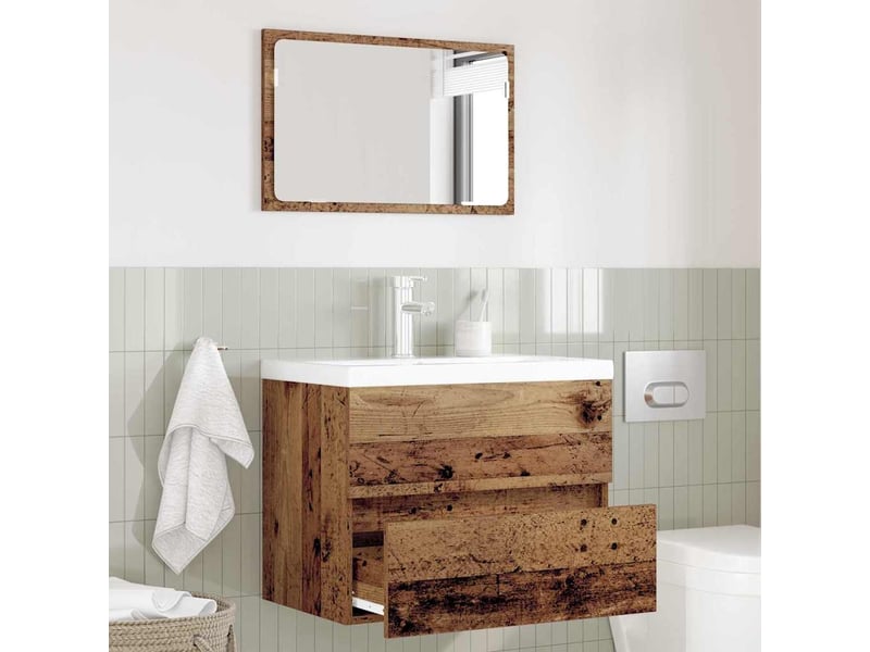Ensemble de mobilier de salle de bain 2 pc bois ancien cf64042 - Conforama B
