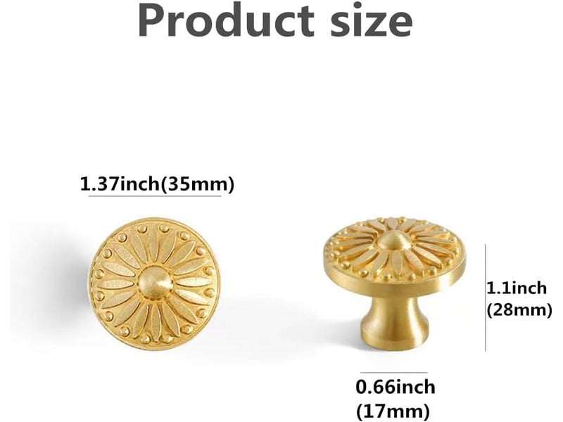  Set de 4 poignées rondes en bronze doré, poignées européennes pour chambres à coucher, tiroirs et commodes  - Conforama B