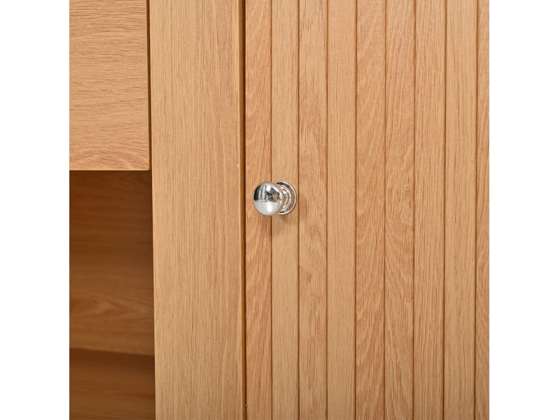  Meuble tv bas 180x40x40 cm 2 portes à rideau panneau de particules naturel  - Conforama D
