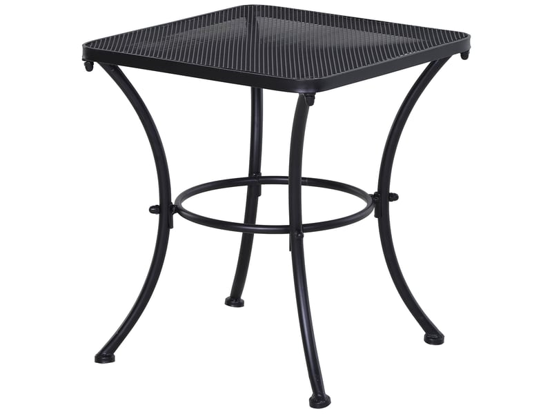  Table basse de jardin en métal avec plateau mesh et pieds arrondis pour terrasse et balcon, 45 × 45 × 50 cm  - Conforama A