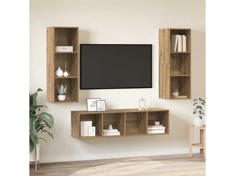  Ensemble meuble tv - banc tv - meuble de rangement 3 pcs chêne artisanal bois d'ingénierie  - Conforama B