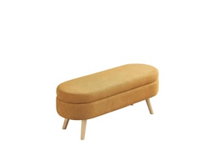 Banc coffre de rangement en tissu chenille jaune 110 x 40 x 42 cm