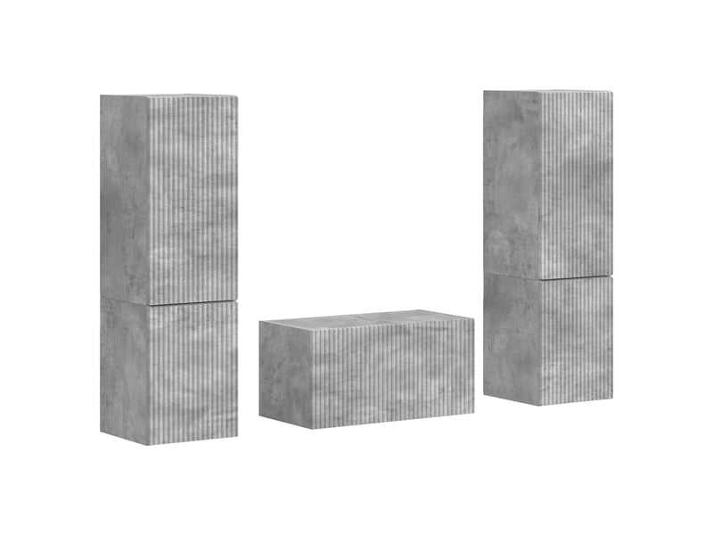  Ensemble meuble tv - banc tv - meuble de rangement 5 pcs gris béton bois d'ingénierie  - Conforama A