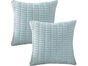 Lot de 2 housse de coussin - 45 x 45 cm lot de 2 housses de coussin décoratives douces et unies en velours côtelé à rayures pour canapé et salon bleu clair