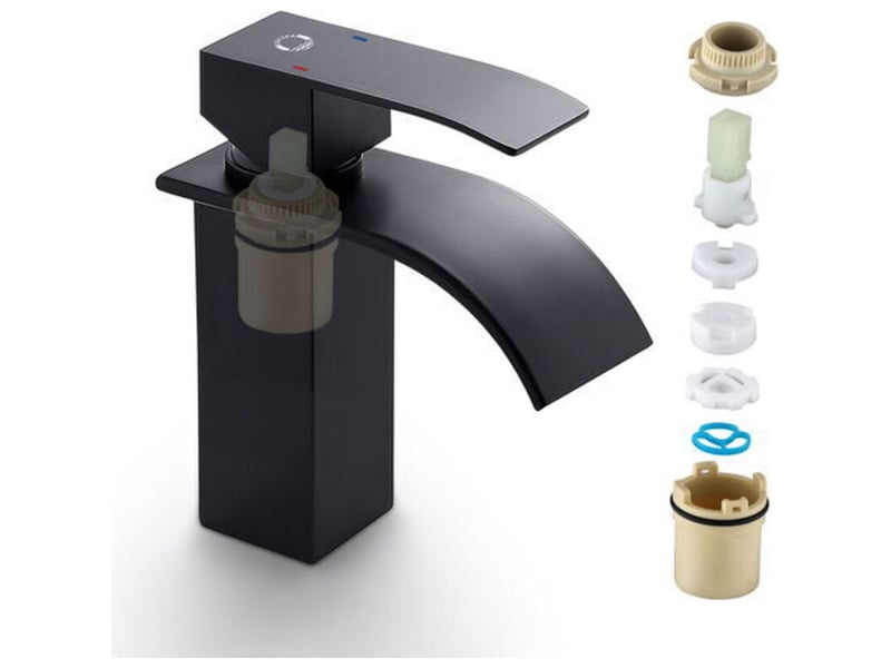  Ulisem noir robinet de lavabo en cascade mitigeur en laiton pour salle de bain design moderne PB382843 - Conforama D