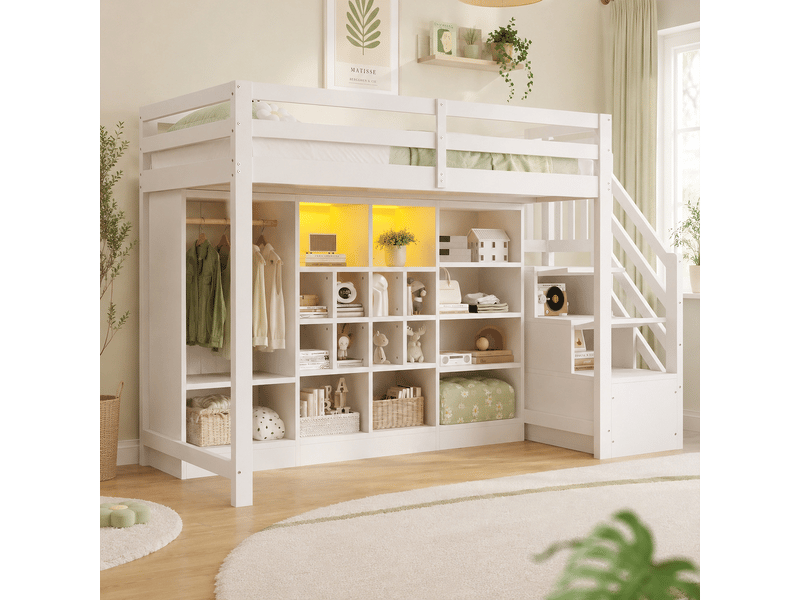  Lit superposé en bois blanc 90x200 cm  - Conforama D