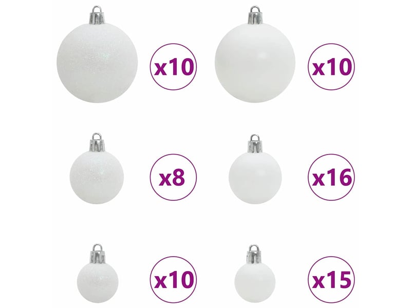  Ensemble de boules de noël 120 pcs 300 led blanc chaud ø 6 cm  - Conforama D