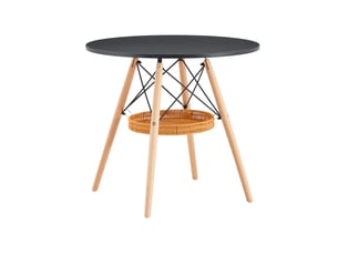 Table à manger ronde,80x80x71,5 cm,pour 2 à 4 personnes avec rangement,mdf,noir
