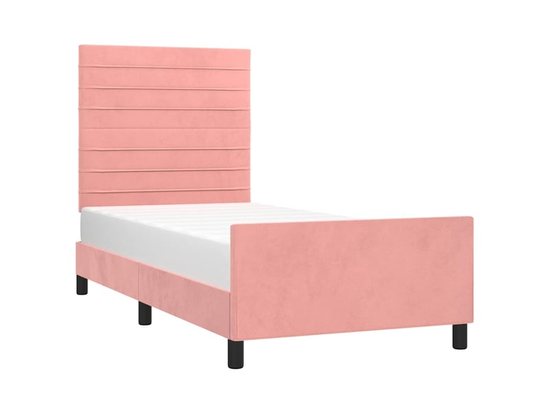  Lit simple- lit adulte -  cadre de lit sans matelas rose 80x200 cm velours  - Conforama B