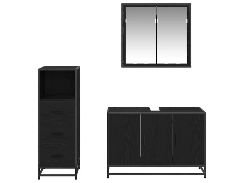  Ensemble de mobilier de salle de bain 3 pièces chêne noir cf64460  - Conforama D