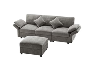 Canapé droit fixe OKWISH  3 places Tissu gris