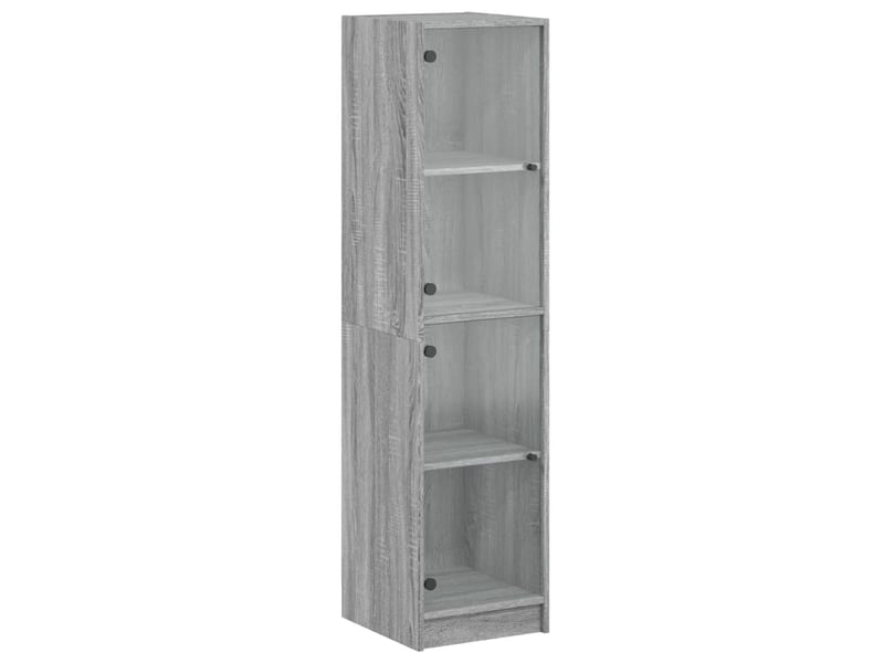  Buffet - bahut - meuble de rangement avec portes en verre sonoma gris 35x37x142 cm  - Conforama A