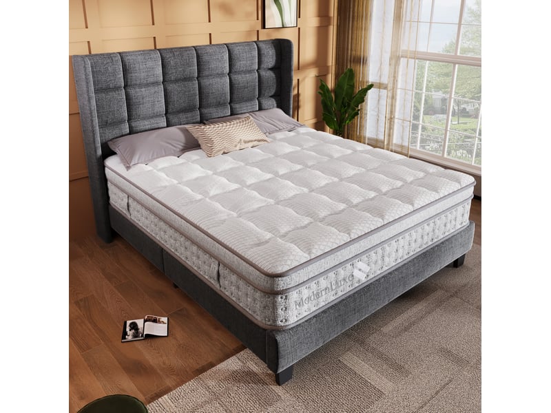  Matelas 180x200 cm en polyester 7 zones à ressorts ensachés blanc chicfurn  - Conforama C