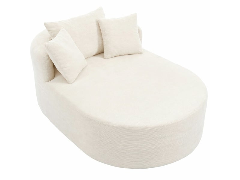  Fauteuil relaxovale 112,5x170x83 cm assise profonde, avec coussin, bonne élasticité, velours côtelé beige clair  - Conforama A