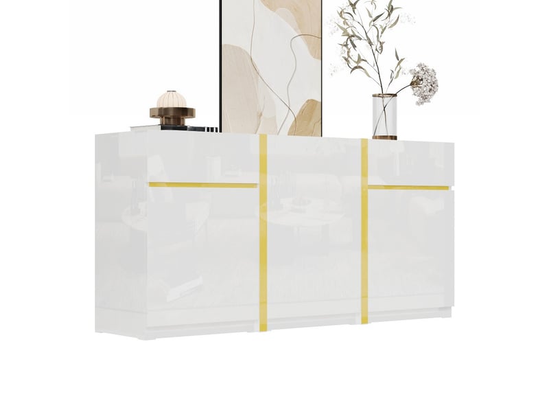 Buffet, 160x40x78cm, meuble de rangement avec trois portes et deux tiroirs - Conforama A
